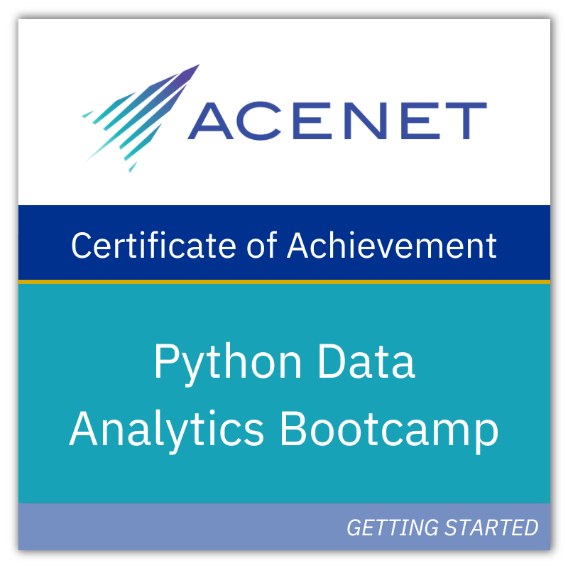 Certificate of Achievement Python Data Analytics Bootcamp